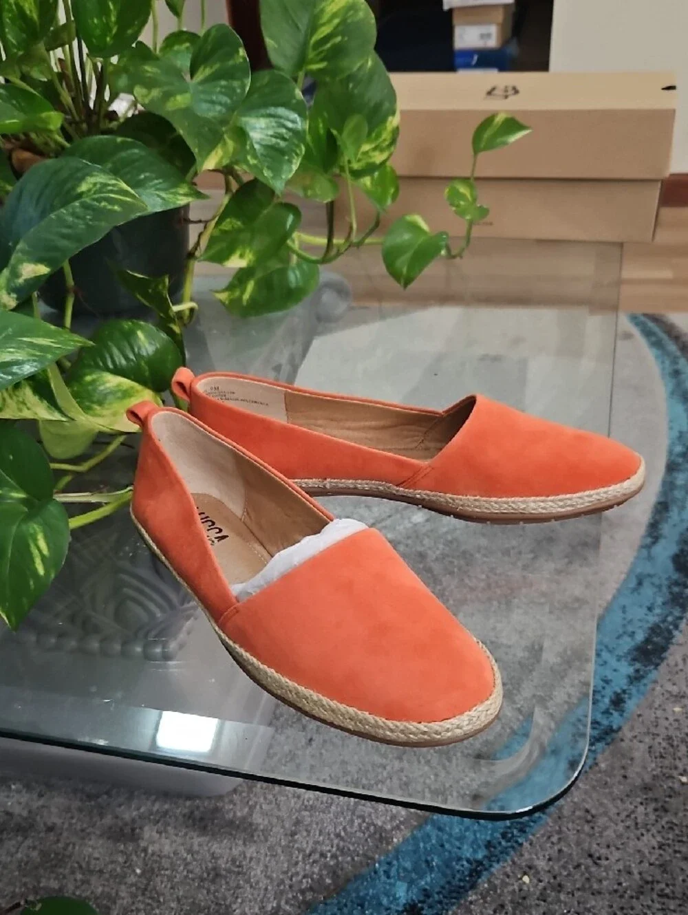 Classic Orange Espadrille Slip-On Flats